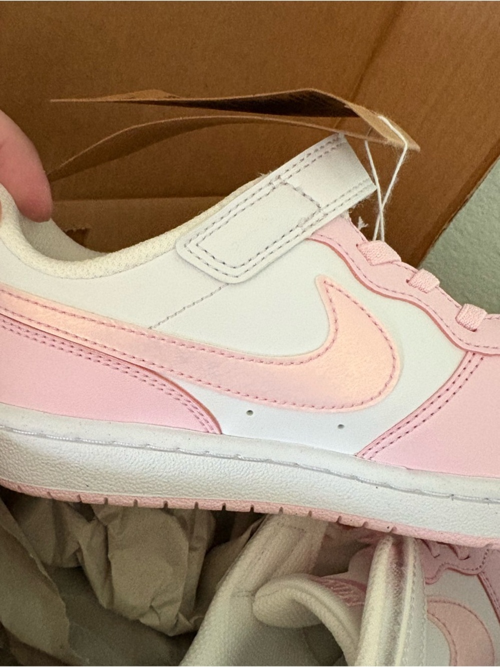 NWT Nike Court Borough Pink Foam White Sz 1Y Girls Low PE Run Sneakers Fit 1.5Y - Picture 9 of 11